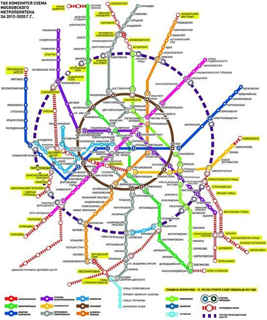 nová schéma metra Moskva 2020